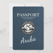 Navy Blue Aruba Passport Bewaar de datum Save The Date (Voorkant)