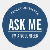 Navy blue Ask Me I'm a Volunteer Ronde Sticker (Voorkant)