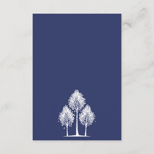 Navy Blue Aspen Tree Wedding Informatiekaartje (Achterkant)