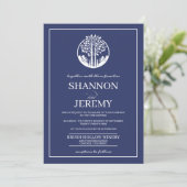 Navy Blue Aspen Tree Wedding Kaart (Staand voorkant)