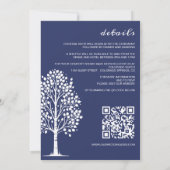 Navy Blue Aspen Tree Wedding Kaart (Achterkant)
