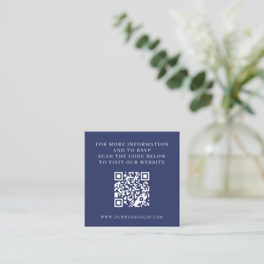 Navy Blue Aspen Tree Wedding QR Informatiekaartje (Staand voorkant)