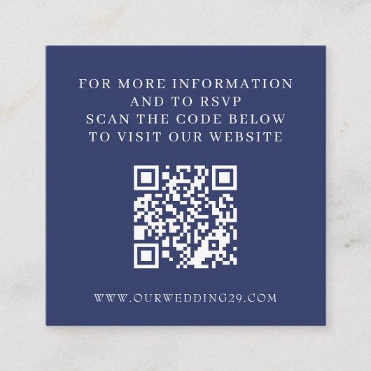 Navy Blue Aspen Tree Wedding QR Informatiekaartje (Voorkant)