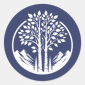 Navy Blue Aspen Tree Wedding Ronde Sticker (Voorkant)
