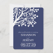 Navy Blue Aspen Tree Wedding Save The Date (Voorkant)