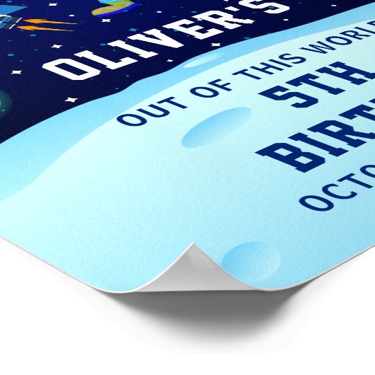 Navy Blue Astronaut Outer Space Birthday Party Poster (Hoek)