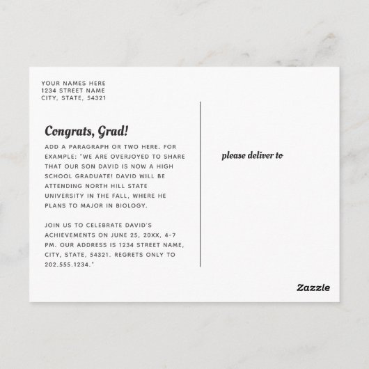 Navy Blue Athlete Multi-Photo Afstuderen Briefkaart (Achterkant)