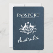 Navy Blue Australia Passport Wedding Kaart (Achterkant)