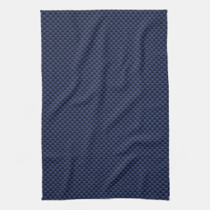 Navy Blue Automotive Carbon Fiber Weave Print Theedoek