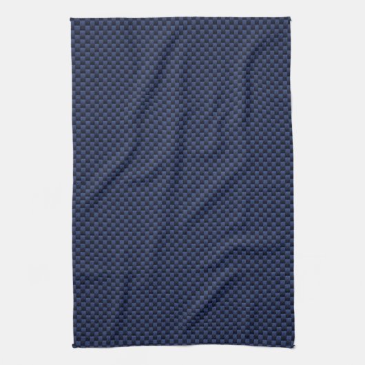 Navy Blue Automotive Carbon Fiber Weave Print Theedoek (Verticaal)