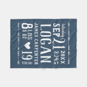Navy Blue Baby Boy Geboortestatistieken Keepsake Fleece Deken (Voorkant (Horizontaal))