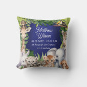 Navy Blue Baby Geboorte Stats Oerwoud schattige Di Kussen (Voorkant)