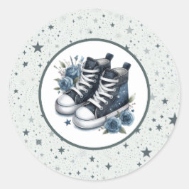 Navy Blue Baby Hoge Topjes Baby shower Ronde Sticker