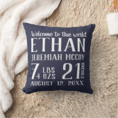 Navy Blue Baby Nursery Birth Stats Pillow Kussen (Deken)