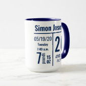 Navy Blue Baby Photo Birth Record Stat Mok (Voorkant rechts)