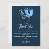 Navy Blue Baby shower Bedankkaart (Voorkant)
