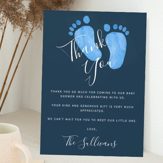 Navy Blue Baby shower Bedankkaart