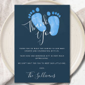 Navy Blue Baby shower Bedankkaart