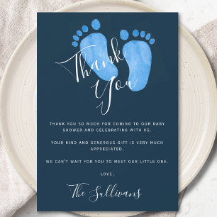Navy Blue Baby shower Bedankkaart