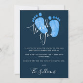 Navy Blue Baby shower Bedankkaart (Voorkant)