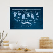 Navy Blue Baby shower Welcome Sign Poster (Keuken)