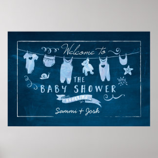 Navy Blue Baby shower Welcome Sign Poster