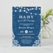Navy Blue Baby zijn koude buitenste Baby shower Kaart (Staand voorkant)