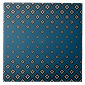 Navy Blue Background en Geometric Square Pattern Tegeltje (Voorkant)