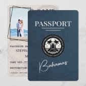 Navy Blue Bahama's Passport Bewaar de datum Save The Date (Voorkant / Achterkant)