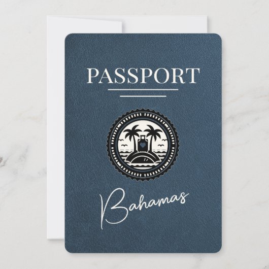 Navy Blue Bahama's Passport Bewaar de datum Save The Date (Voorkant)
