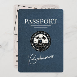Navy Blue Bahama's Passport Bewaar de datum Save The Date