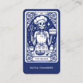 Navy Blue Baker Tarot Skeleton Pastry Chef Visitekaartje (Voorkant)