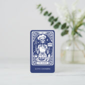 Navy Blue Baker Tarot Skeleton Pastry Chef Visitekaartje (Staand voorkant)