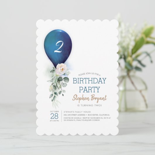 Navy Blue-ballon - Verkenningsdagen voor jongen Kaart (Staand voorkant)