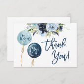 Navy Blue ballonnen baby shower dank u Notitiekaartje (Voorkant / Achterkant)