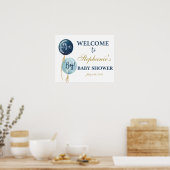 Navy blue ballons baby shower boy welkomstbord poster (Keuken)