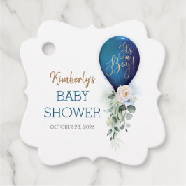 Navy Blue Balloon Baby shower dank u Bedankjes Labels