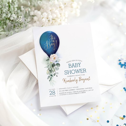 Navy Blue Balloon Het is een Baby shower van een j Kaart