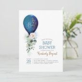 Navy Blue Balloon Het is een Baby shower van een j Kaart (Staand voorkant)