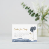 Navy Blue Balloon Waterverf Boho boekt voor Baby Informatiekaartje (Staand voorkant)