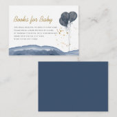 Navy Blue Balloon Waterverf Boho boekt voor Baby Informatiekaartje (Voorkant / Achterkant)