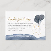 Navy Blue Balloon Waterverf Boho boekt voor Baby Informatiekaartje (Voorkant)