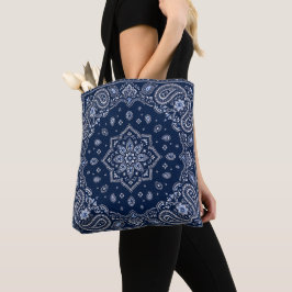 Navy Blue Bandana Paisley Tote Bag | Draagtas