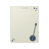 Navy Blue Banjo, gepersonaliseerd schrijfpapier Notitieblok (Linkerzijde)