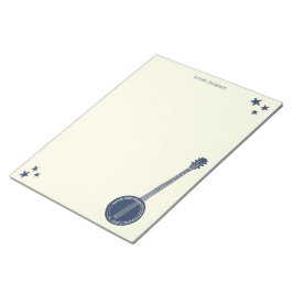 Navy Blue Banjo, gepersonaliseerd schrijfpapier Notitieblok