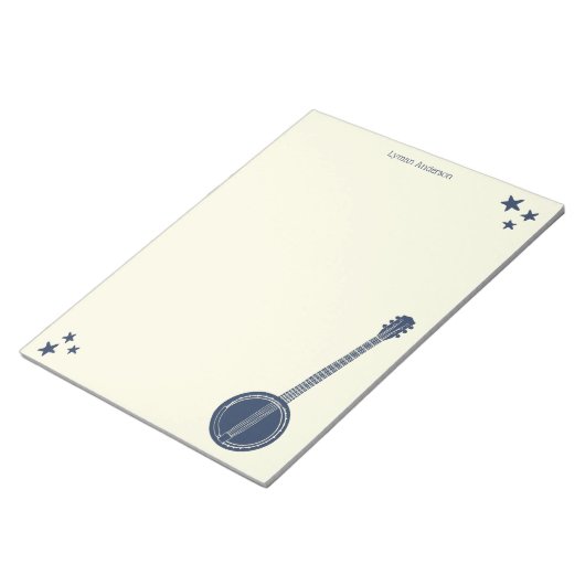 Navy Blue Banjo, gepersonaliseerd schrijfpapier Notitieblok (Schuin)