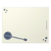 Navy Blue Banjo, gepersonaliseerd schrijfpapier Notitieblok (Voorkant)