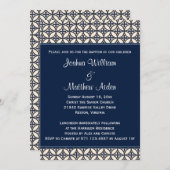Navy Blue Baptism Christening Invitation Kaart (Voorkant / Achterkant)
