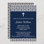 Navy Blue Baptism Christening Invitation Kaart (Voorkant / Achterkant)
