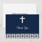 Navy Blue Baptism Hartelijk dank Bedankkaart (Voorkant / Achterkant)